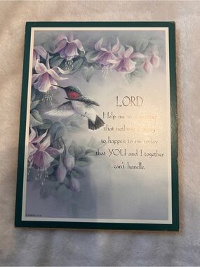 VTG Inspirational Hummingbird Wall Plaque in Teal and Lavender